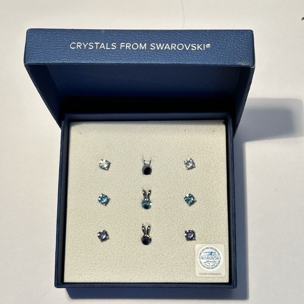 Aura Luxury Swarovski Crystal Trio Set - 3 Pair Earrings and 2 Pendants